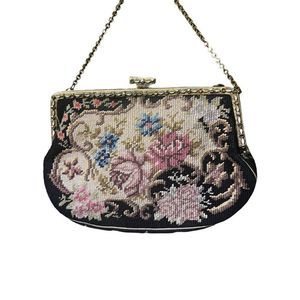 Vintage Petite Point Embroidered Needlepoint Floral Regency Core Petite Point Ha